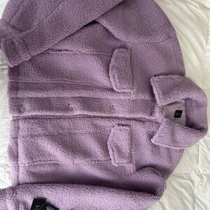 Sebby Women's cropped Purple Sherpa Jacket (Reversible)
